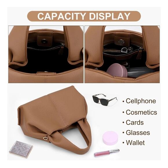 Casual Women's Satchel-Style Vegan Leather Handbag Clutch-Purse- Shoulder Bag - Picture 13 of 16